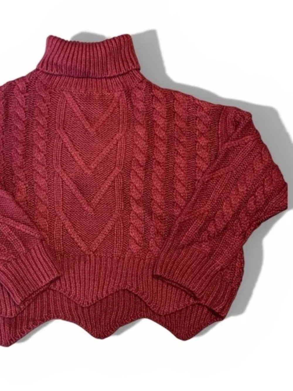 Lulu's Maroon Turtleneck Cropped Sweater